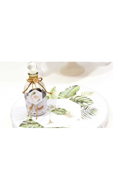 Trusou de botez cu animale gold din jungla si pattern frunze palmier Gold Jungle Tropical 13